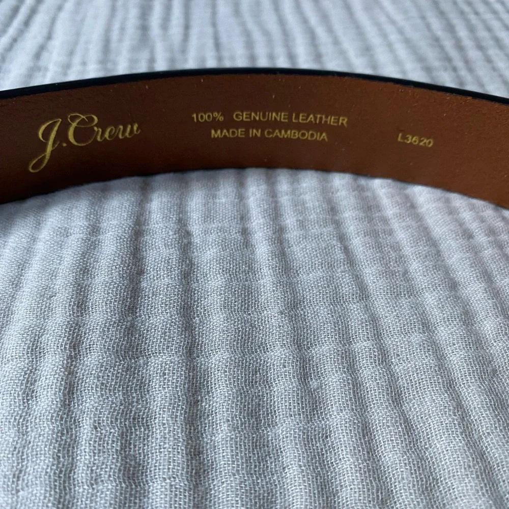 J. Crew 100% Leather Leopard Fur Belt with Brass Buckle - Picture 4 of 4